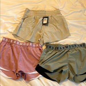 Under Armour Women's Shorts lot. Tan, Pink, Green